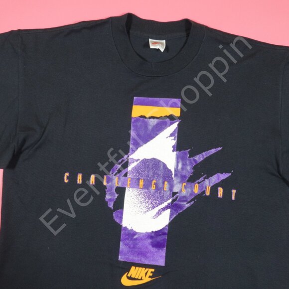 Vintage Nike Challenge Court MI USA Single Stitch T Shirt in Black Size XL